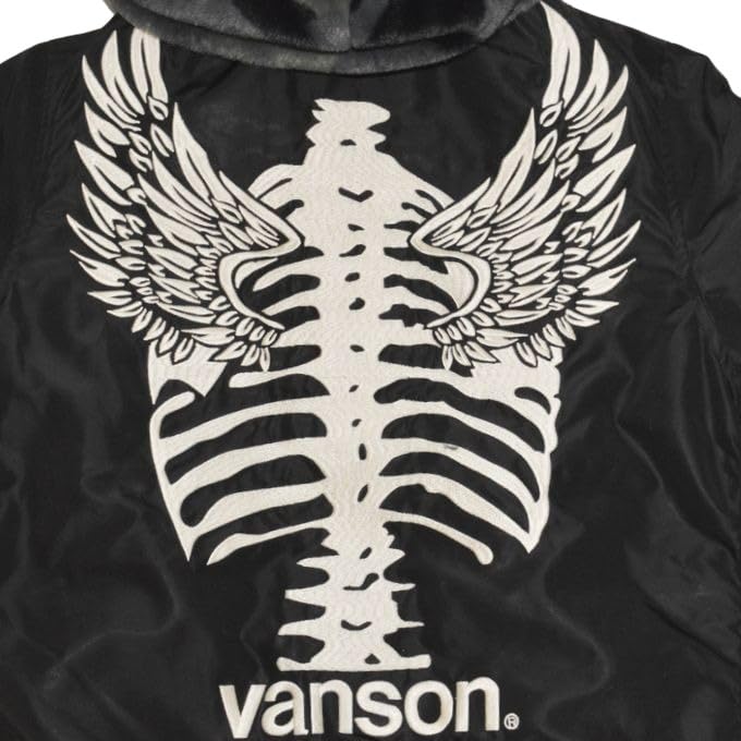 Reversible Nylon Jacket X Boa Jacket Bone Motorcycle Biker Outerwear [Vanson] NVJK-2306 MA-1 Men's (L)