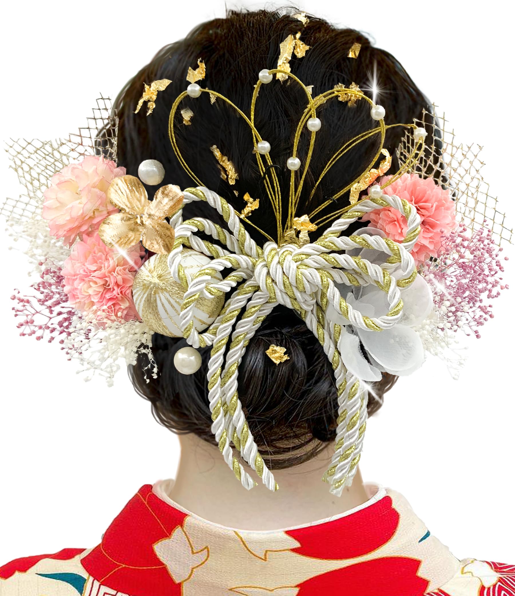 

[JZOON] Coming-of-Age Ceremony Hair Ornament [8 Colors Available] Shichi-Go-San, Baby s Breath, Dried Flowers, Mizuhiki, Small Flower Motif,