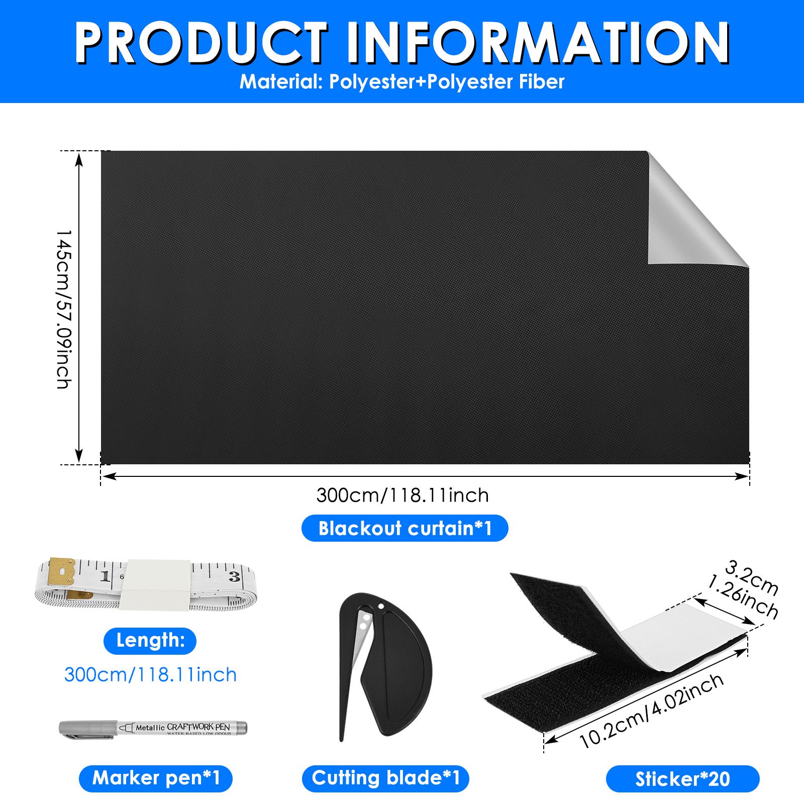 

Portable Travel Blackout Curtain 100% Blackout Window Cover with Heat Insulation 57 x118 No Drill Blackout Shades Guard Blinds