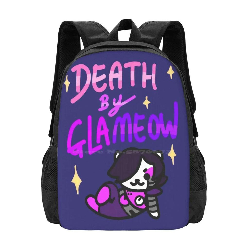 Death By Glameow Teen College Student Backpack Pattern Design Bags Undertale Mettaton Ex Neko Atsume