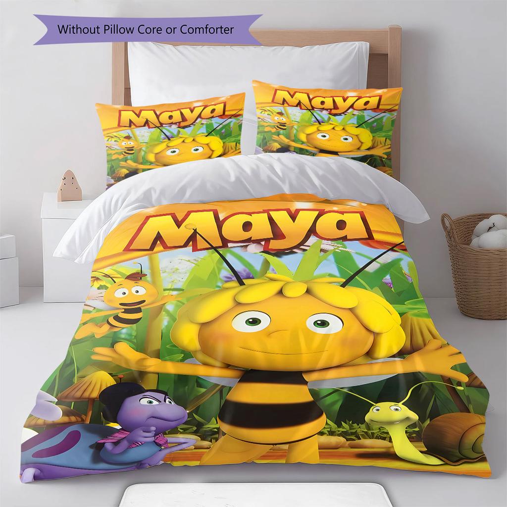 La Abeja Maya Pattern Bedding,Quilt Set Quilt Cover Pillowcase Home Birthday Gift(1 * duvet cover + 2 * pillowcase, without core)