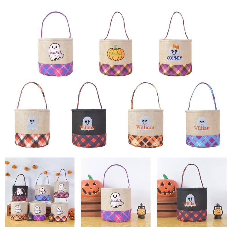 Fabric Trick or Treating Bucket Bag Friendly Halloween Party Accessory For Children Candy Collection