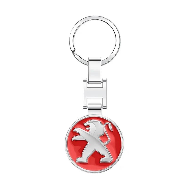 

2026 Hot Car Sticker Metal Car Styling Keychain Key Ring Chain Emblem For Peugeot 408 4008 308 3008 Rifter 5008 508 2008 208 RCZ красный