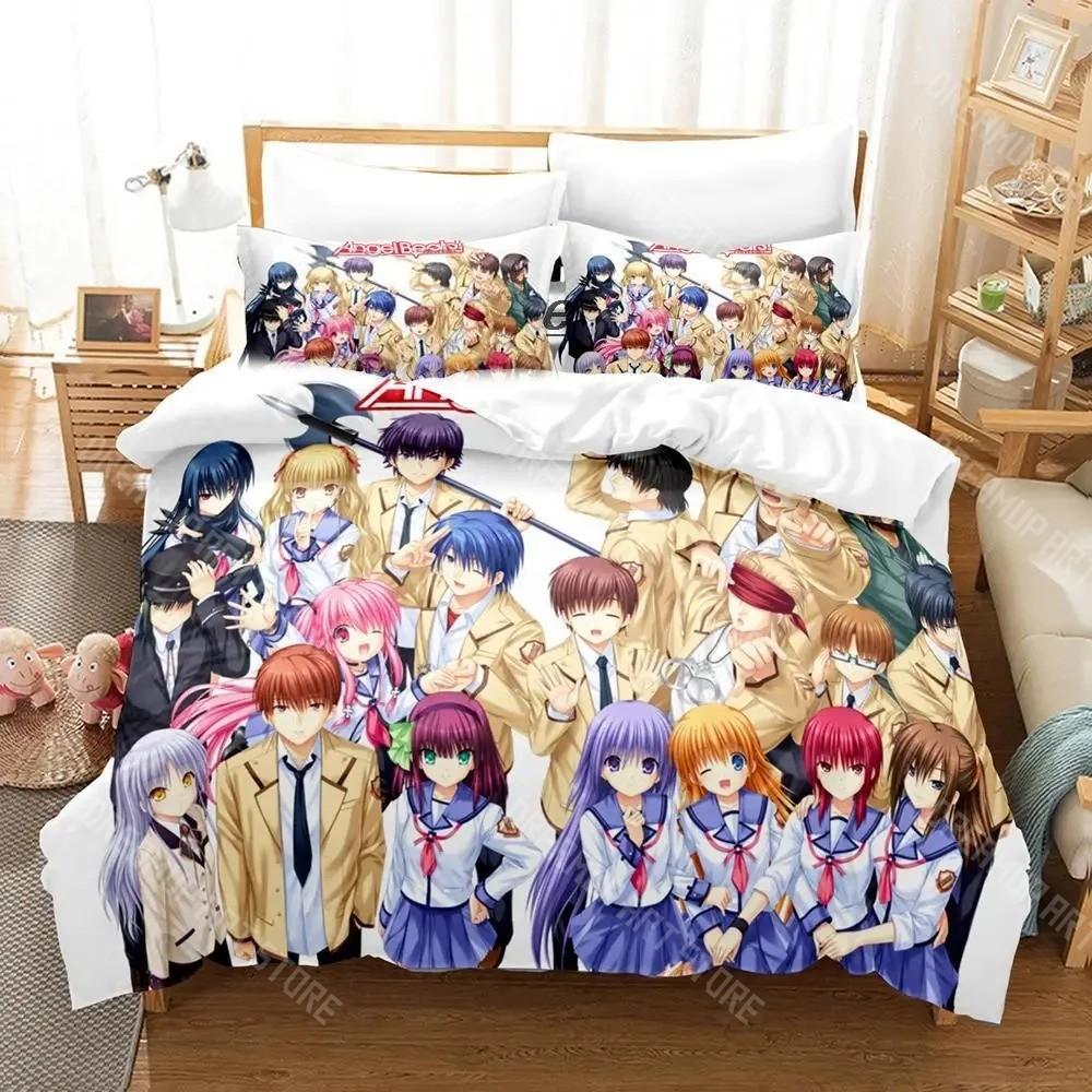 3D Printed Angel Beats Anime Bedding Set for Boys Girls Duvet Cover And Pillowcase Twin Queen King Full Single Double Sizes