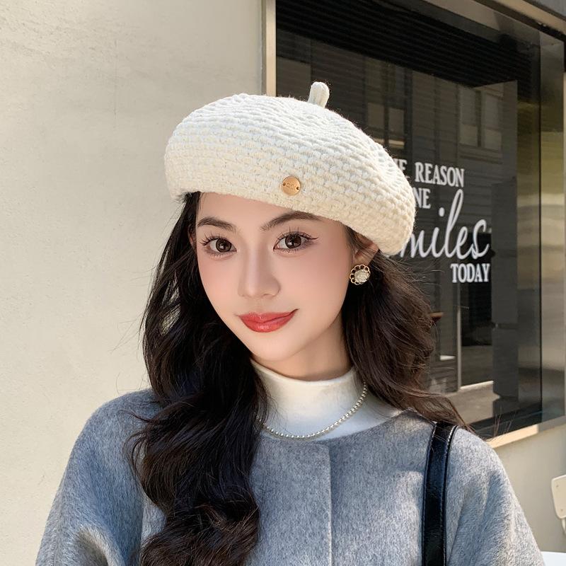 Beret Children Autumn And Winter High-End Literary And Retro Literary And Artistic Painter Hat Showing Face Small Fashion Versatile Hat M(56-58cm) бежевый