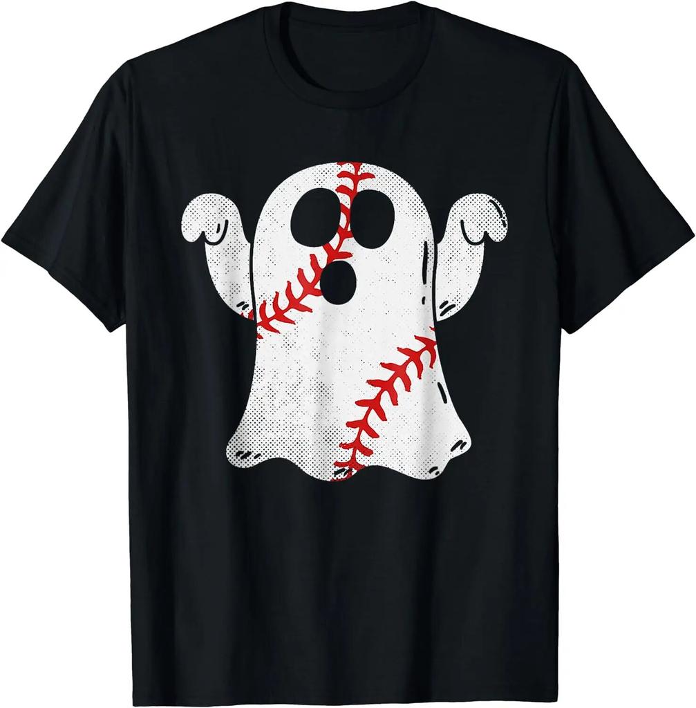 Halloweenský kostým s baseballovým designem Ghost Tričko pro milovníky baseballu pro unisex ženy Krátké Ležérní Bavlna Denní Trička Four Seasons