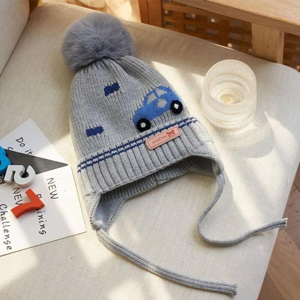 Cartoon Dinosaur Boys Girls Ear Protection Hat Winter Children Knitted Hats Warm Baby Thicken Beanies Cap Kids Accessories