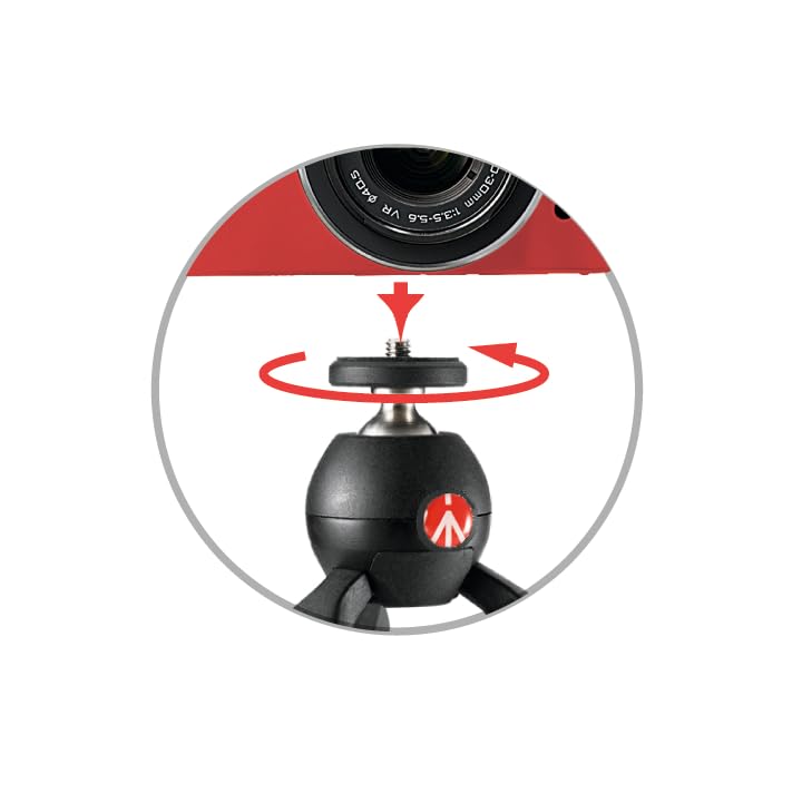 Manfrotto PIXI Mini Tripod for Mirrorless and Compact Ball Video 1kg Load 190g Weight Cameras, Head, Grip, Black, Capacity, (MTPIXI-B)