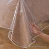 Clear Plastic Table Protector - 100% Waterproof, 0.13MM Thick, Locked Edge