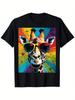 Unisexs Unisexs Black Giraffe Print Tshirt With Fashion Glasses Loose Fit S