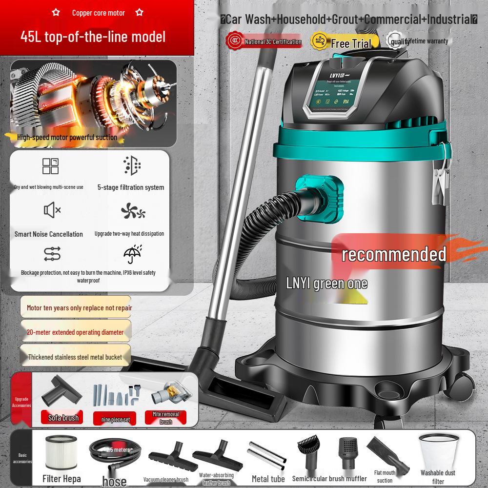 High-Power Industrial Vacuum Cleaner - Large Suction for Home, Auto, Carpet, and Seam Cleaning
