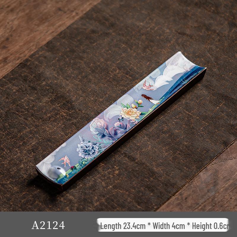 Guochao River & Mountain Ceramic Incense Holder - Retro Incense Stick Tray for Indoor Use
