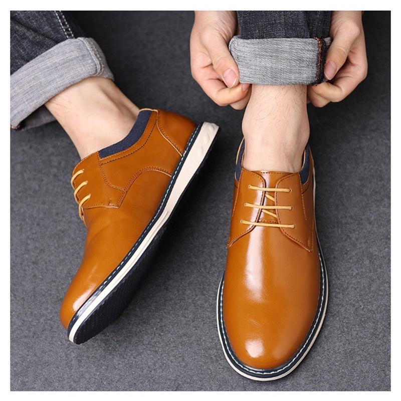 

Plus Size Classic Oxfords Retro Dress Shoes Casual Business Social Comfortable N Slip Fashi Lace-Up Leather Shoes Male 50 жовтий