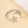 Adjustable Stainless Steel Star and Moon Open Ring Design