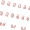24Pcs Glossy Short Press On False Nails Glitter Manicure Reusable Fake Nails Artificial Nails Decoration