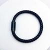 Bracciale da Uomo in Pelle Intrecciata e Acciaio al Titanio con Chiusura Magnetica