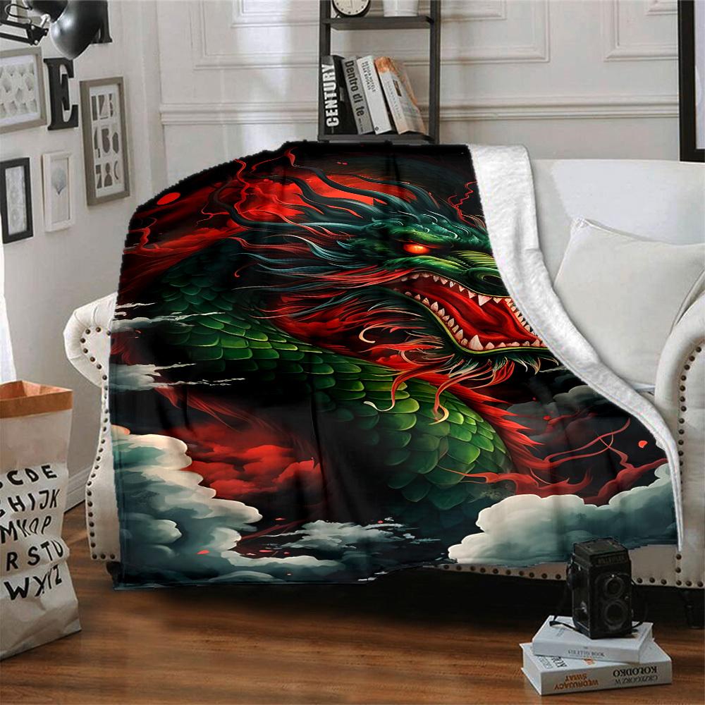 1pc Dragon Fantasy Blanket, Lightweight Flannel Throw Blanket for Sofa, Bed, Travel, Camping, Living Room, Office, Couch, Chair, a0922077