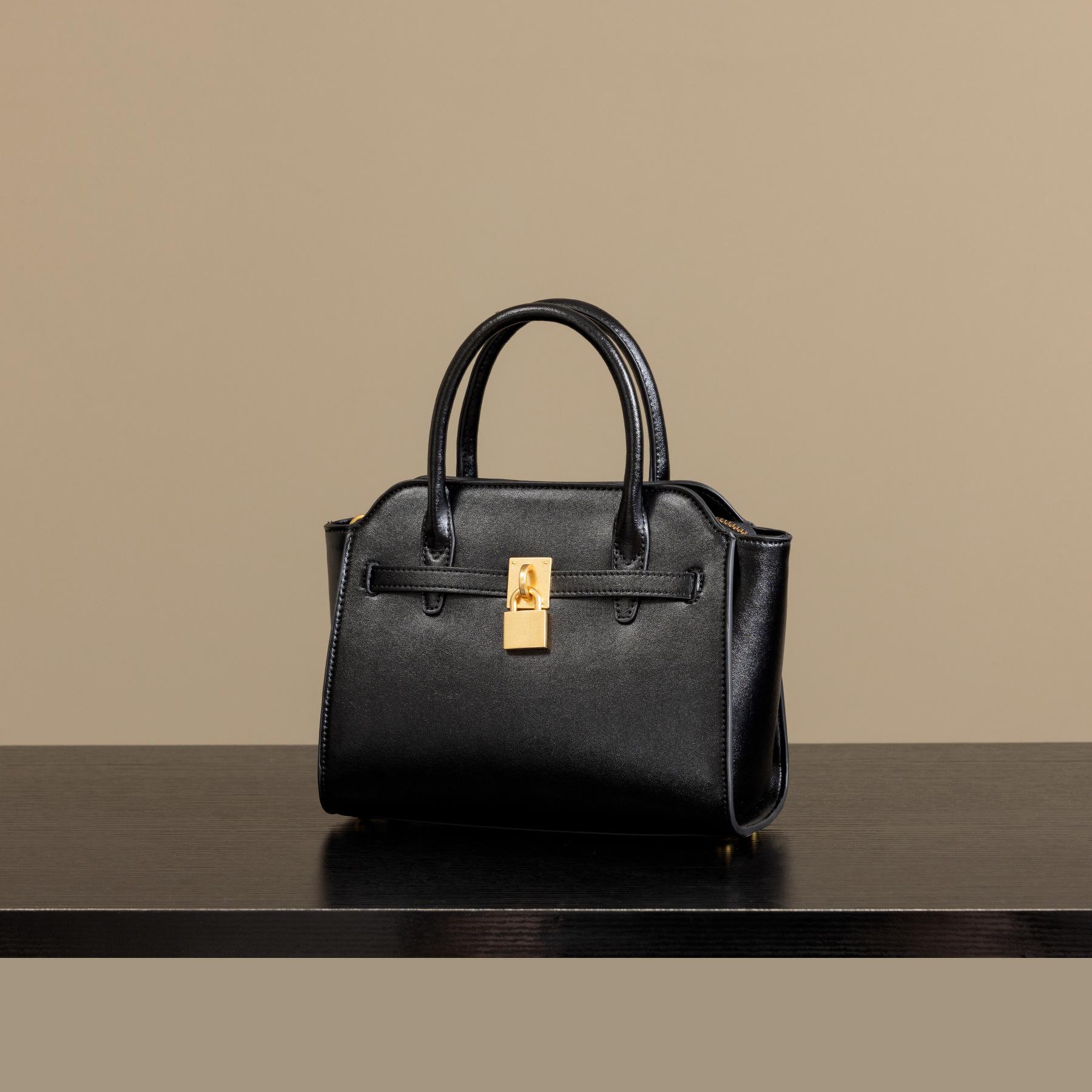 Fashion women new Classic PU soft leather handbag commuting elegant simple style lock large capacity shoulder crossbody bag