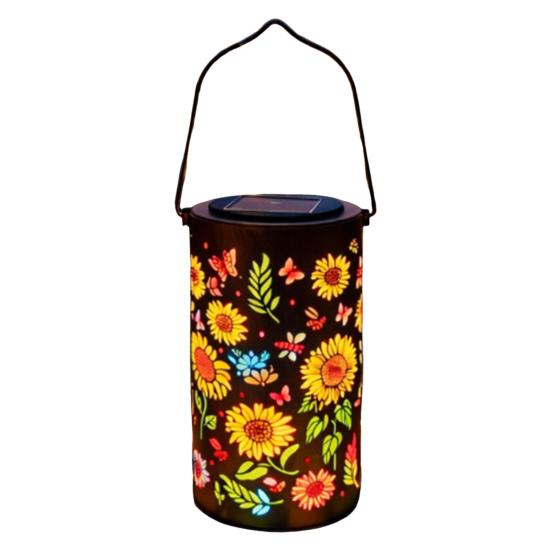 Solar Sunflower Garden Lantern Metal Outdoor Hanging Light Waterproof Energy-Saving Tabletop Light for Patio Pathway Decor