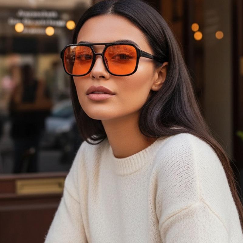 Retro simple marine sunglasses men's and women's fashion travel accessories glasses new square double beam sunglasses