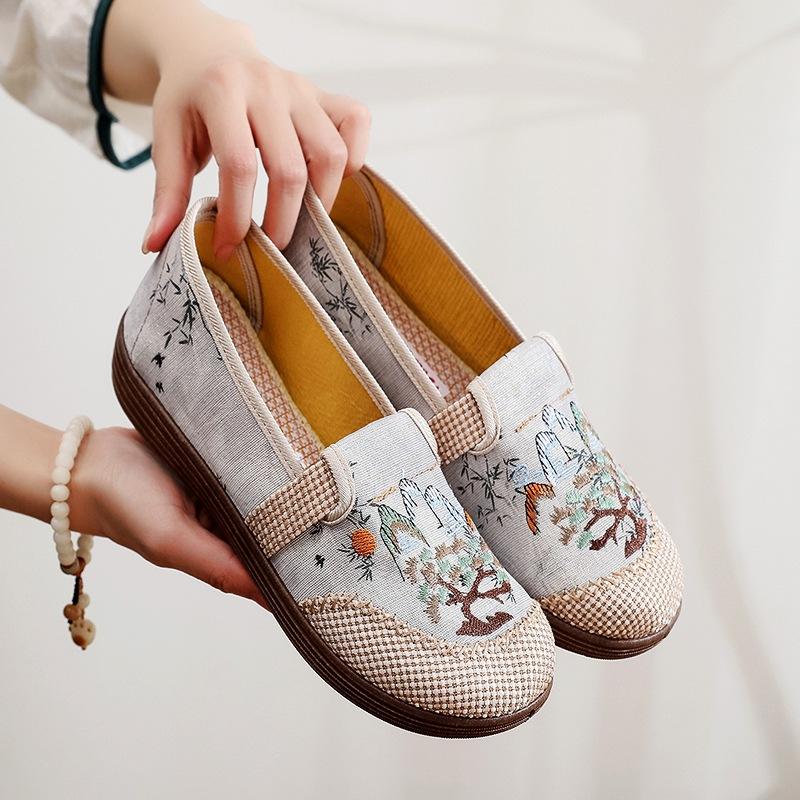 

New cloth shoes non-slip soft sole comfortable middle-aged shoes linen lazy fisherman shoes 41