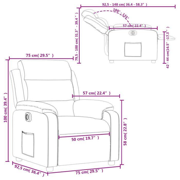 VidaXL Fauteuil Inclinable Électrique, Chaise de Relaxation avec Dossier, Siège avec Accoudoirs, Fauteuil TV de Salle de 3204961