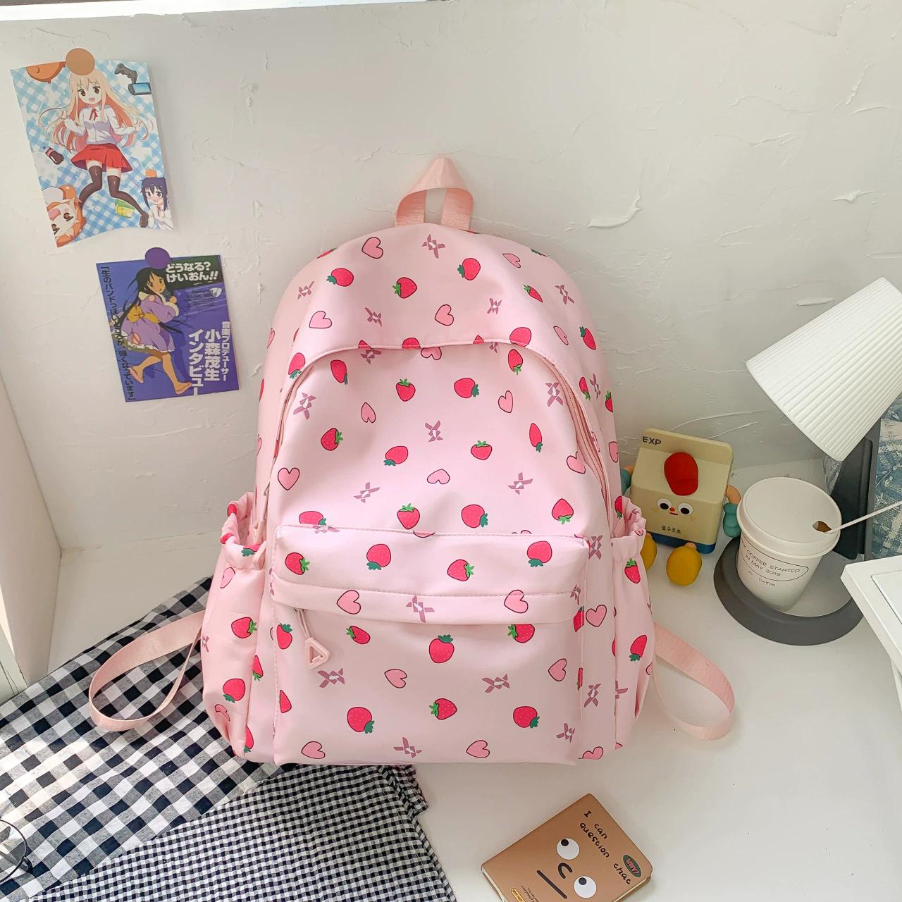 

Women cute strawberry bag junior high school student cute backpack teenage girl large-capacity school bag