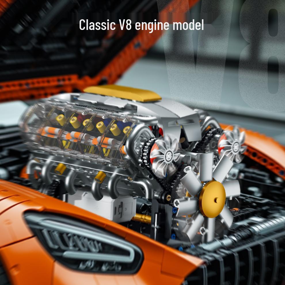 Gaoshan 3053 V8 Engine Electric Turbocharged Lego-Compatible Toy Bricks