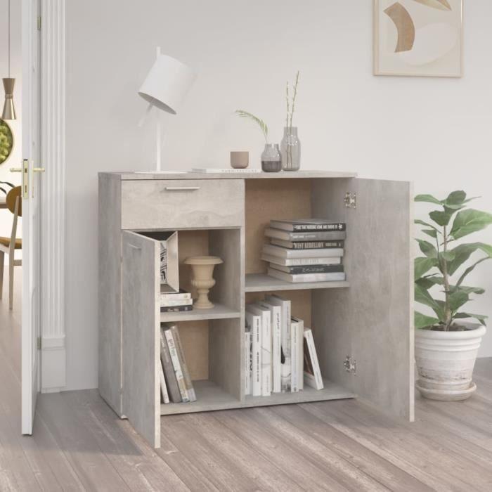 VidaXL Buffet Gris béton 80x36x75 cm Aggloméré