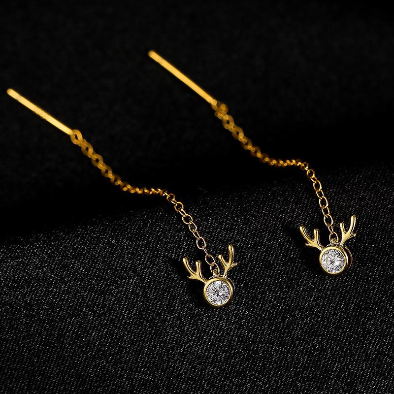 Náušnice s třásněmi Banyan Tree S925 Stříbro Paroh s vsazenými diamanty - Dámská vánoční edice.