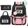 3pcs Dance Life Print Backpack Lunch Bag Pencil Case Set Student Dancing Dancer Fashion Schoolbag Pen Case Bento Pouch Suit Gift