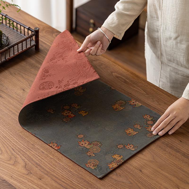 Xiangyun Yarn Handmade Tea Mat Double-Sided National Heat Insulation Tea Table Cloth Chinese Tea Tray Vintage Table Runner