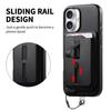 iPhone 17 Magnetic Card Holder Case with Anti-Lost Strap & Drop-Proof Cover, Compatible with 15 Pro & 16 Pro Models