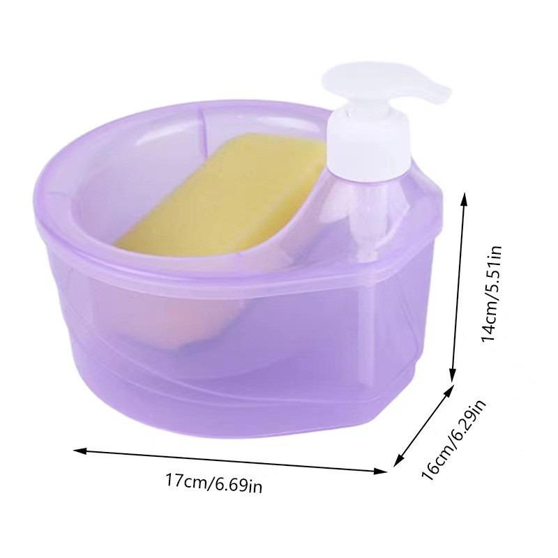 Round Liquid Soap Dispenser with Sponge Dishwashing Pump Bottle Container