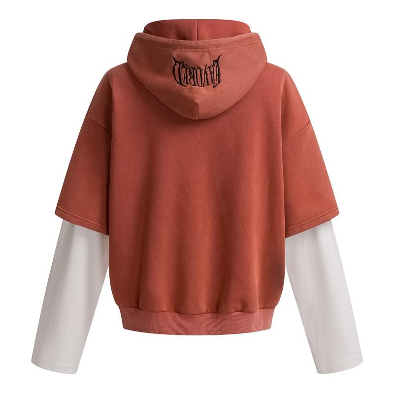 Unisex Oversized Hooded Sweatshirt With Vintage Washed Letter Print Loose Fit Streetwear Casual Pullover