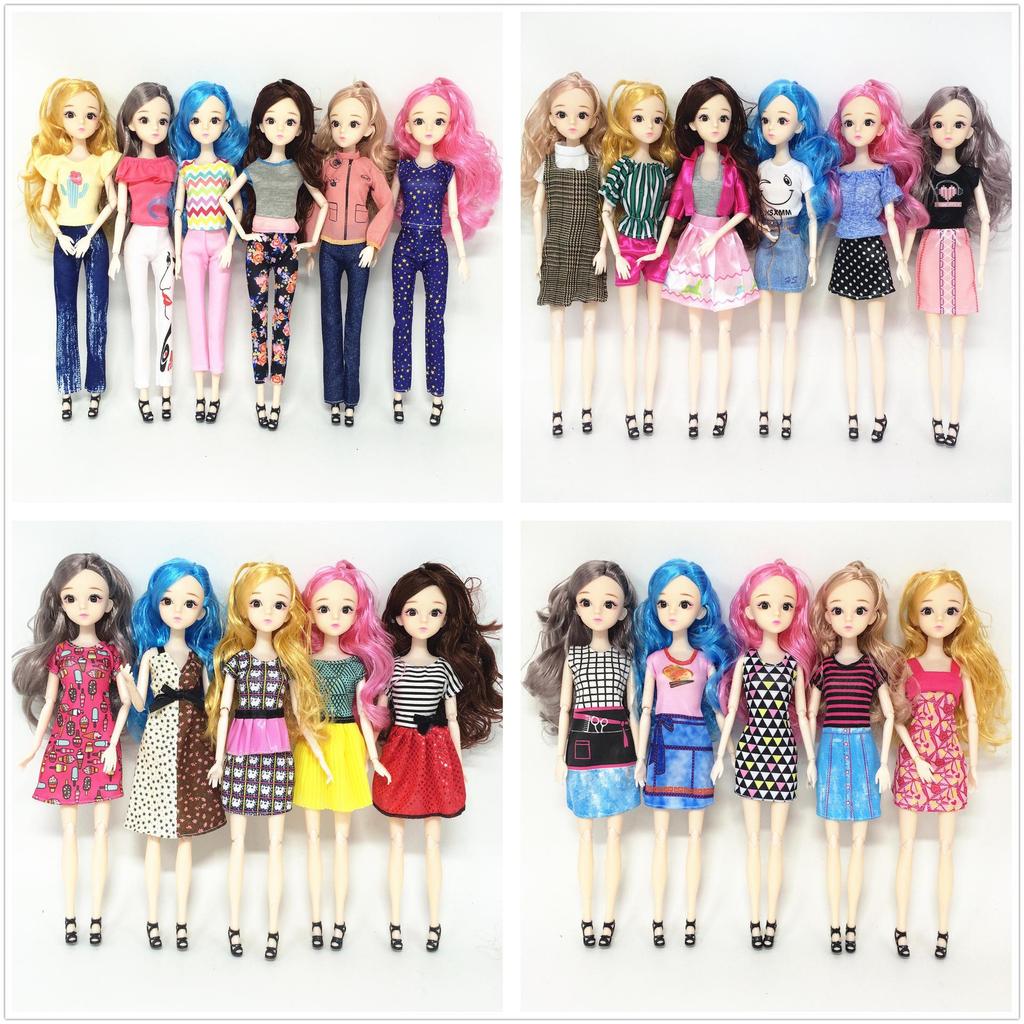 Set Păpușă de Modă: Accesorii 6 piese, 2 ținute, Fustă, Pantaloni, Pantaloni scurți