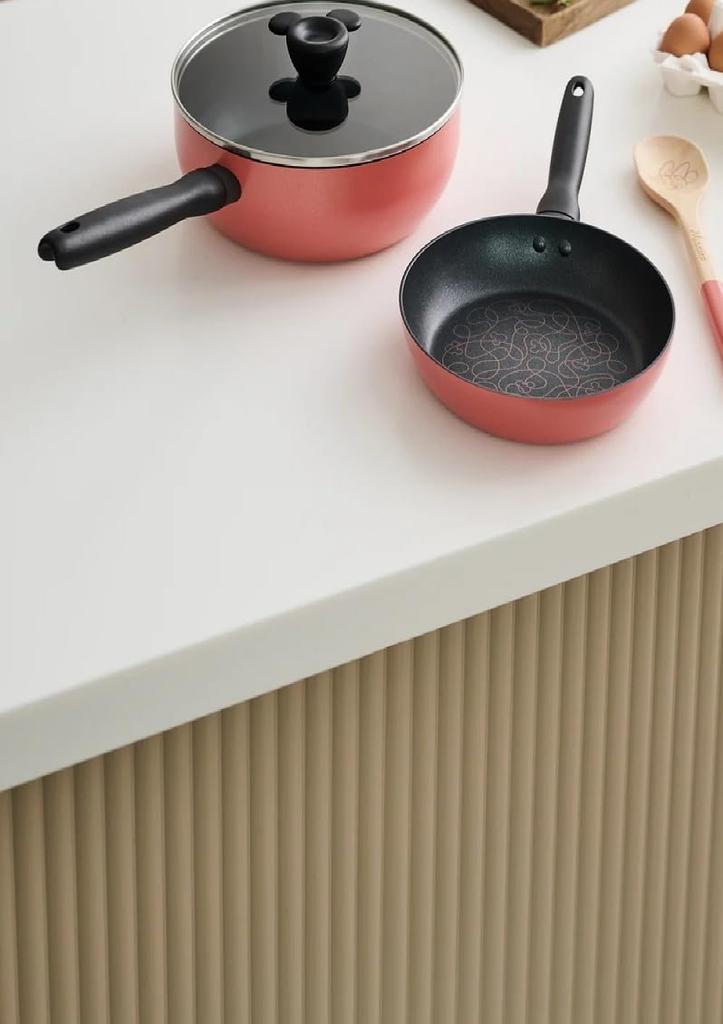 Meyer Disney Earthen Collection Chef's Pan 24cm with Glass Lid (Official Japanese Product) DEC-CP24FPK