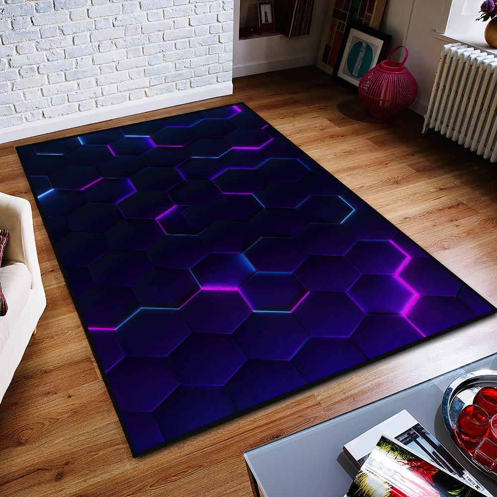 Anime Hexagonal Honeycomb Door Mat Entrance Non-slip Washable Kitchen Carpet Living Room Hallway Rug Bathroom Decoration