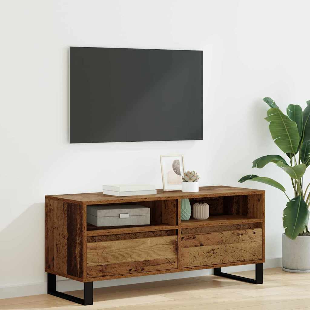 TV Stand Reclaimed Wood Look 100 x 34.5 x 44.5 cm Engineered Wood and Iron