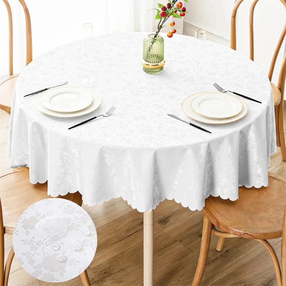 Kitinjoy Round Vinyl Tablecloth 100% Waterproof Rectangle Table Cloth Tables Wipeable Table Cover For Kitchen Dinner Party Decor