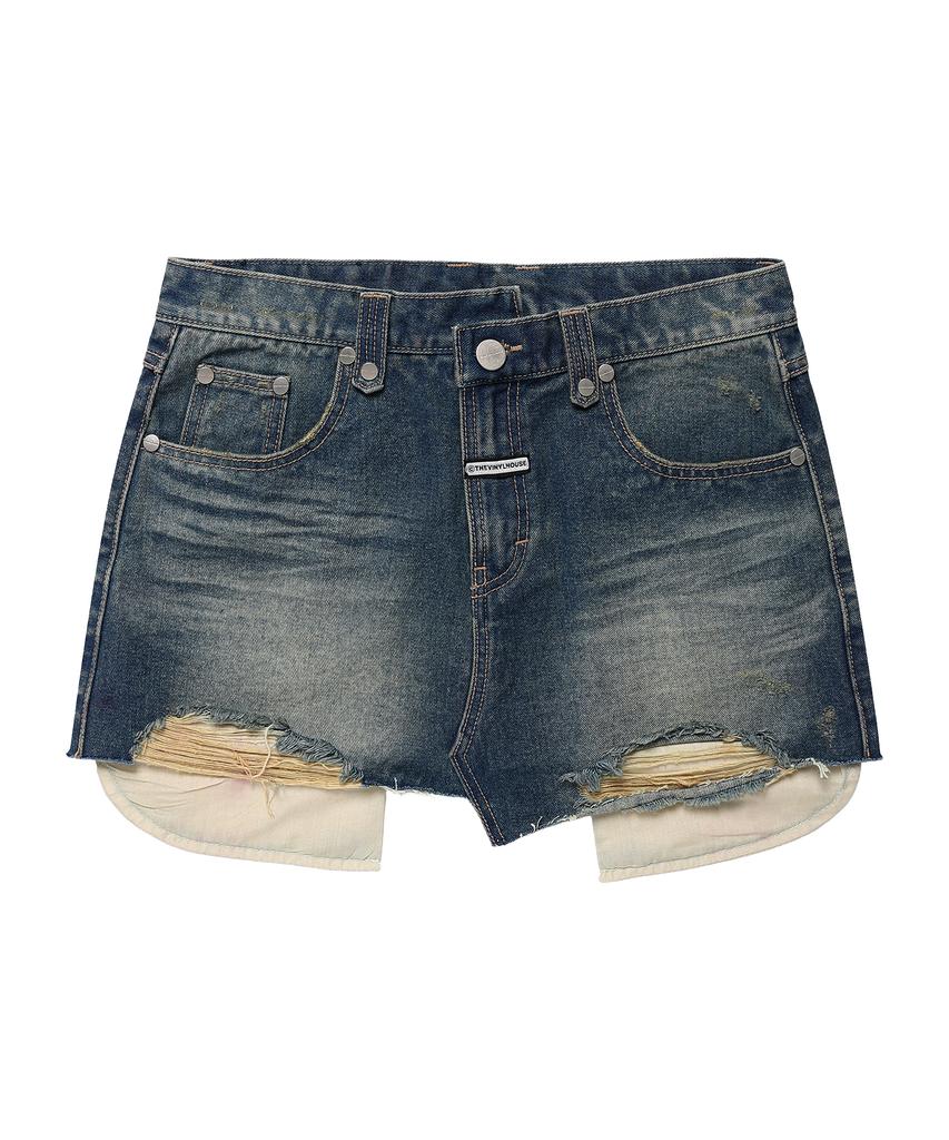 The Vinyl House Unbalance Micro Denim Skirt (W) Blue