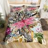Boho Dragonfly King Queen Duvet Cover Cute Flower Love Heart Bedding Set Watercolor Floral Rustic Style Polyester Quilt Cover
