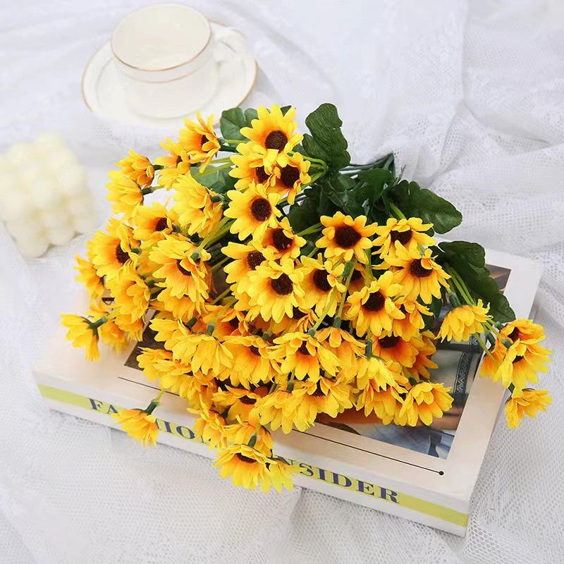 1 Bunch Silk Sunflower Realistic Artificial Flowers Bouquet Home Decor Fake Flowers Wedding Bouquet 24 Sunflower