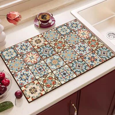 Tampă de scurgere retro Bucătărie Tampă de cafea Covoraș de bucătărie cu uscare rapidă Anti-alunecare Covoraș absorbant pentru blat