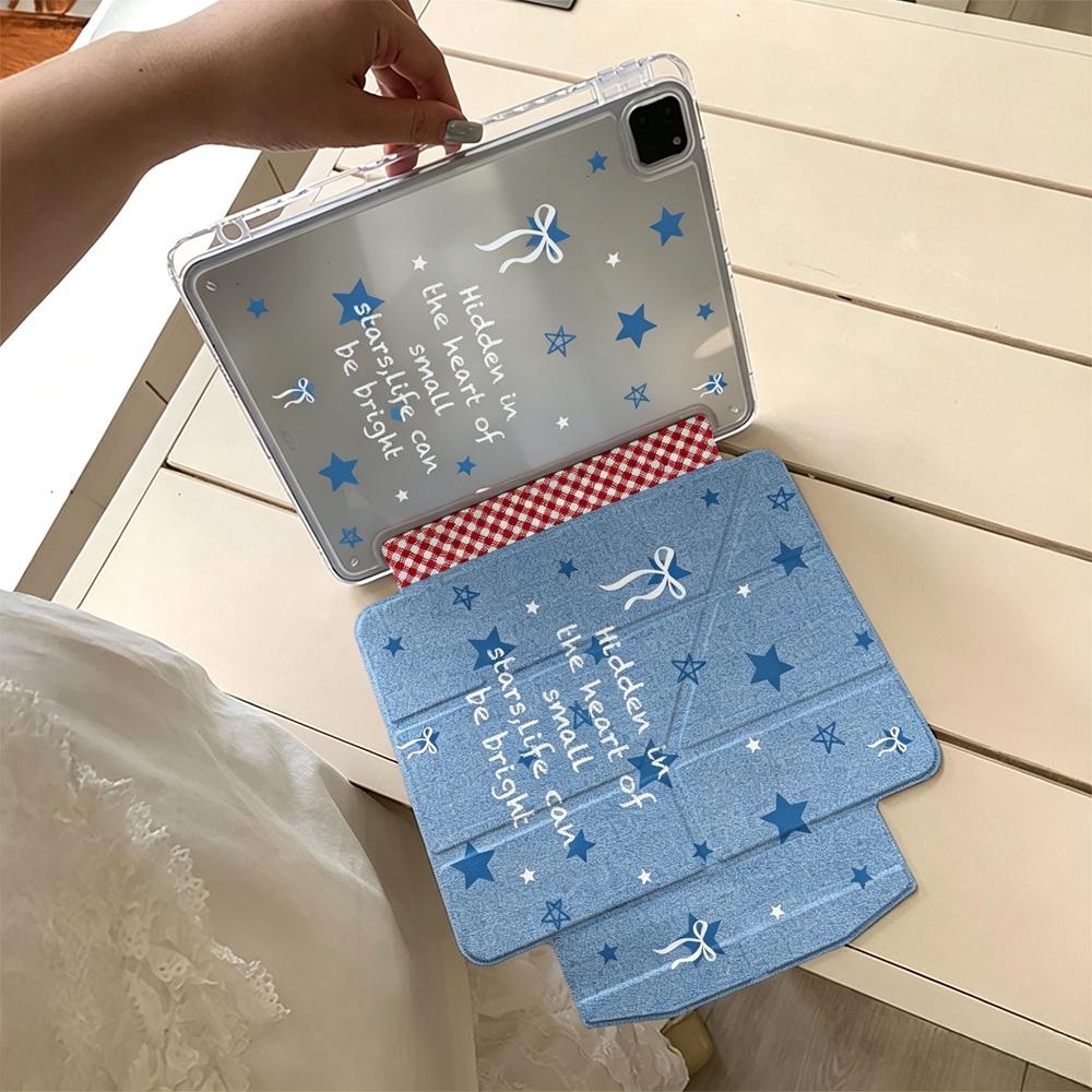 Cute Cartoon Denim Star Pattern for Apple iPad Case Shockproof Durable Cover Japanese Korean Style for iPad 11/10/9/8/7/6/5/4/3/mini/pro/air