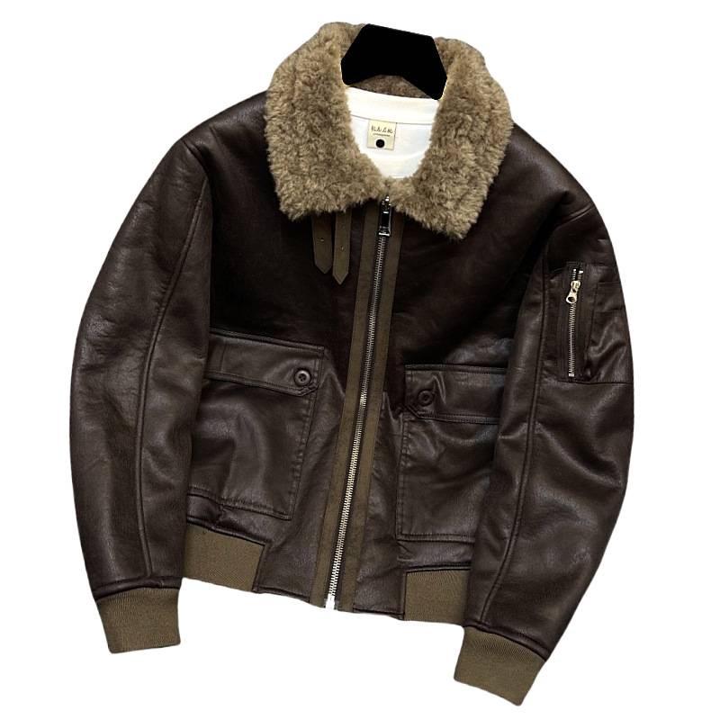 Men's Retro Suede Shearling Jacket - Trendy Warm Lapel Biker Style