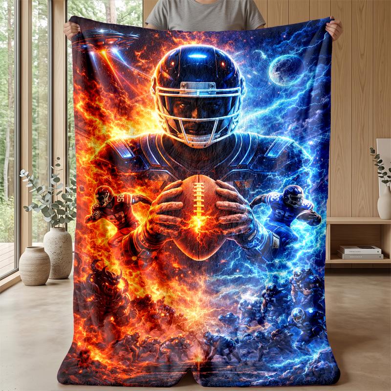 Sci-Fi Football Battle Theme blanket Lightweight Warm Flannel Blanket Decorative Throw Blanket for Home Decoration