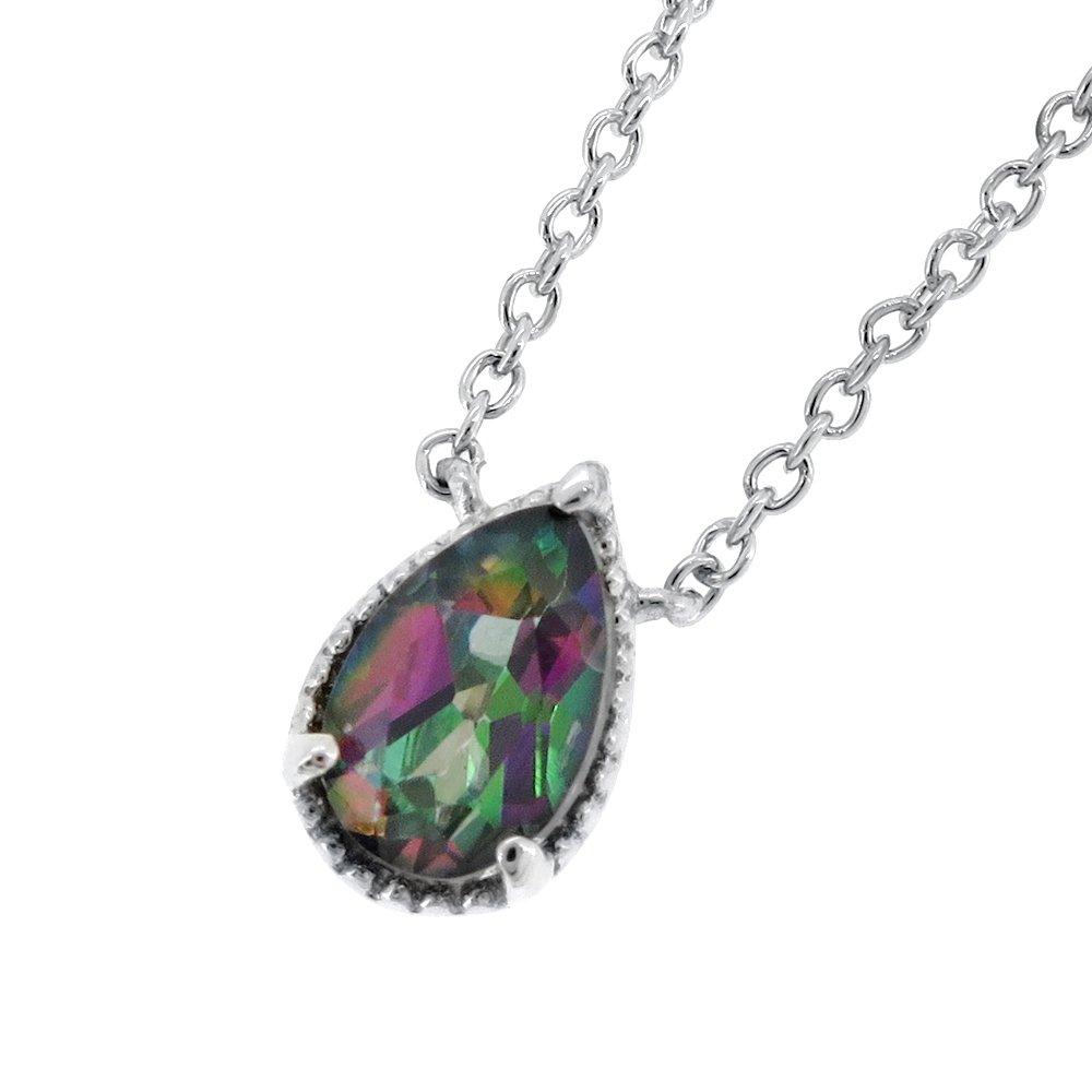 

Синдзюку Гин но Кура Зеленый Мистический Топаз Капля Огранки Серебро 925 Ожерелье с Натуральными Ноябрьскими и Апрельскими Бриллиантами, Камни Рождения, Женское