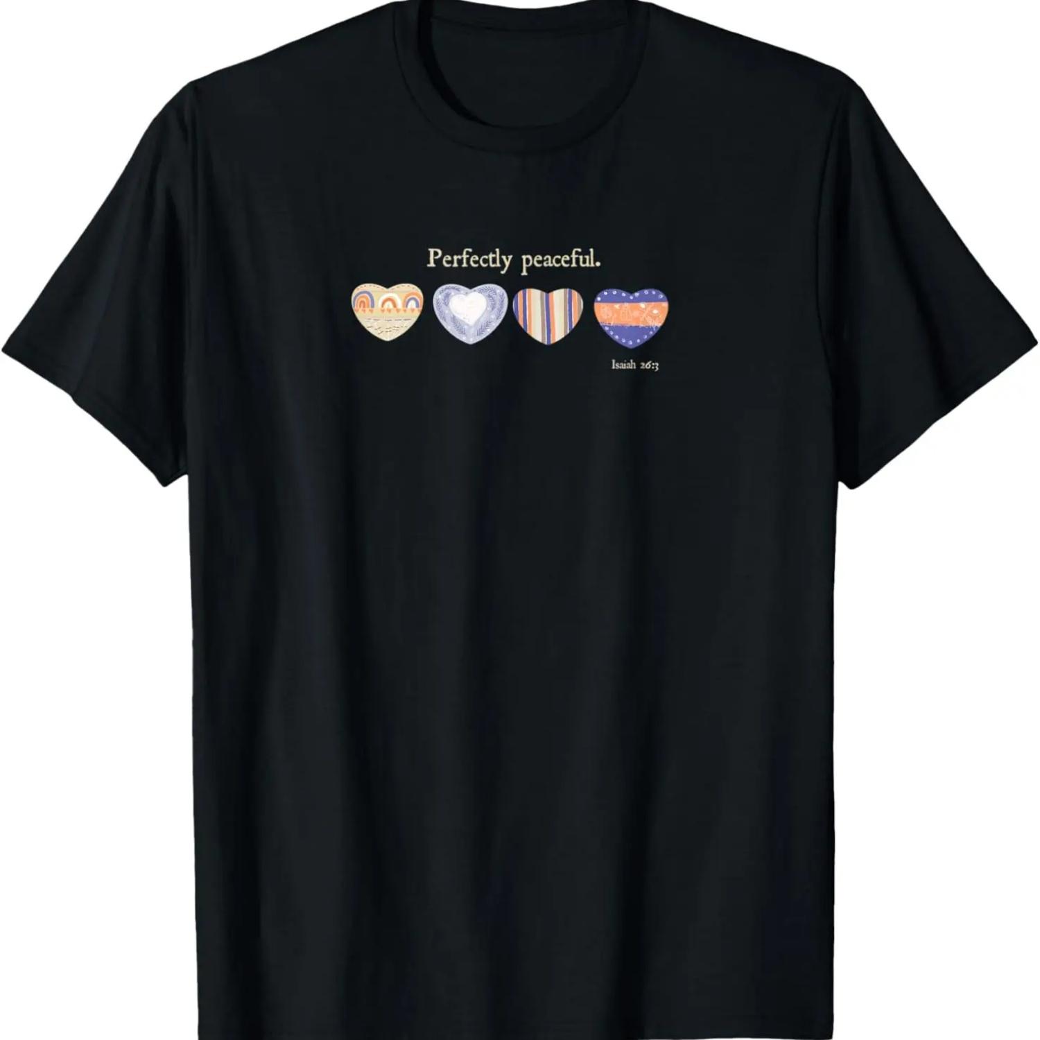 

Isaiah 26_3 Perfectly Peaceful Hearts Valentine s Christian T-Shirt S чёрный