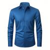 Men's Four-sided Elastic Solid Color Single Breasted Buckle Non-iron Shirt Anti-wrinkle Business Shirt